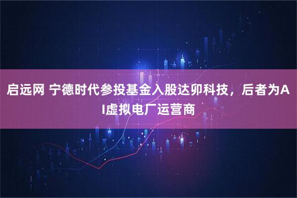 启远网 宁德时代参投基金入股达卯科技，后者为AI虚拟电厂运营商